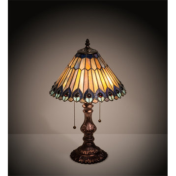 19 High Tiffany Jeweled Peacock Accent Lamp