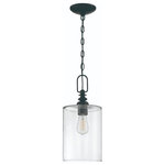Craftmade - Dardyn Mini Pendant in Flat Black - This mini pendant from Craftmade is a part of the Dardyn collection and comes in a flat black finish. It measures 8" wide x 17" high. This light uses one standard bulb. This light would look best in a dining room.For indoor use.  This light requires 1 , 60 Watt Bulbs (Not Included) UL Certified.