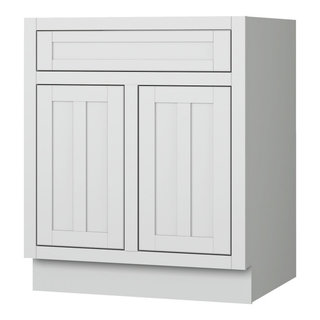 White Shaker L-Shape 12x12 Cabinet Set for 96H Kitchen
