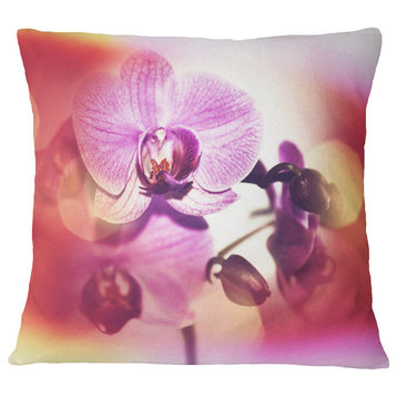 Beautiful Pink Orchid Flowers Flower Throw Pillow, 16"x16"