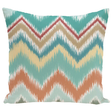 Ikat-Arina Stripe Print Pillow, Jade, 20"x20"