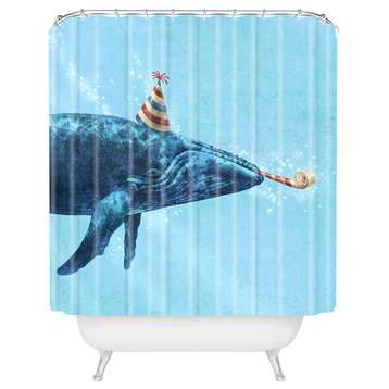 Terry Fan Party Whale Shower Curtain
