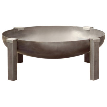 Tilsit Fire Pit 31" Rusting and Stainless Steel Modern Contemporary Bowl