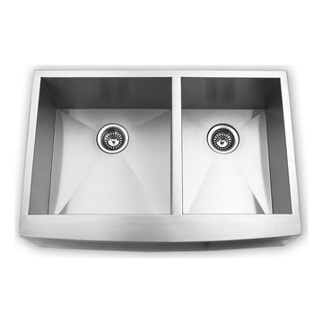 Blue Ocean 36" KSA125 16 Gauge Stainless Steel Double Bowl Apron Kitchen Sink