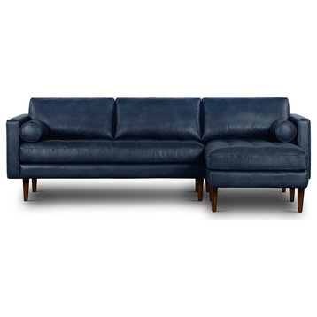 Poly and Bark Napa Right Sectional Sofa, Midnight Blue