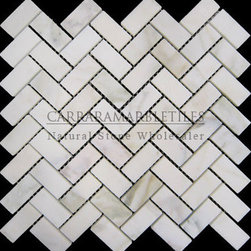 Calacatta Gold Italian Marble Herringbone Mosaic Tile Honed - Products