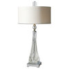 Contemporary Twisted Glass Lamp With Nickel Accents
