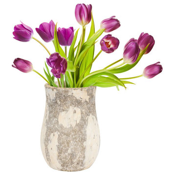 Varaluz 445VA05D Potty 6.75"W Ceramic Vase - Distressed Cafe au Lait