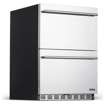 Newair 24" Built-in 20 Bottle and 80 Can Dual Drawer Wine and Beverage Fridge