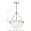 Crystorama KIR-B8105-PN 3 Light Chandelier in Polished Nickel with Glass