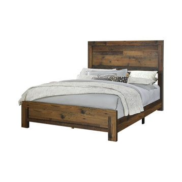 Wooden Queen Panel Bed in Rustic Pine