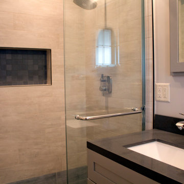 Master Bathroom with a rustic, modern, and serious personality