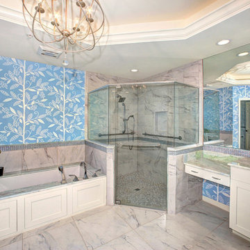 Naples Florida Bathroom Remodel White and Blue Theme