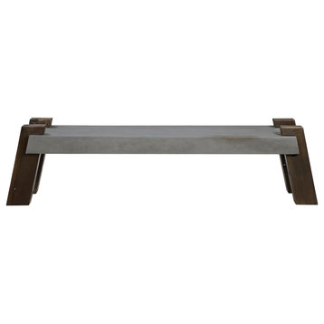 Rustic"dustrial Low Wide Bench 72" Reclaimed Wood Concrete Finish Distressed