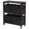 Capri 2-Section M Storage Shelf With 4-Foldable Black Fabric Baskets