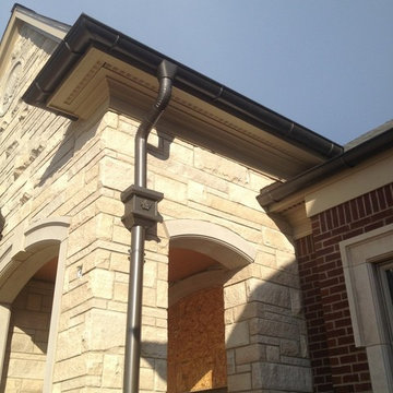 Massive Estate Home in Oakland, Half Round Gutter with Decorative Funnel Outlets