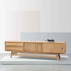 Arne Vodder Entertainment Unit - Solid Oak - 180x45x50cm - Reversible Doors - Entertainment Units