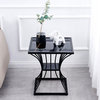 Gold/Black Tempered Glass Small Side Table with Iron Legs, Black, L19.7"