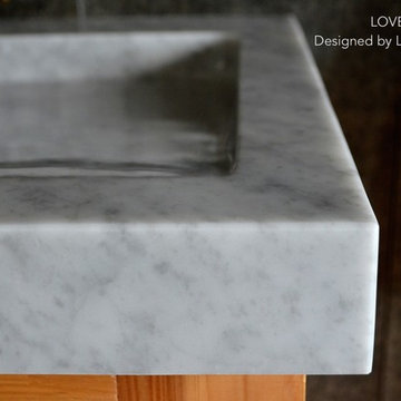 47" x 19" TROUGH CARRA WHITE MARBLE BATHROOM SINK LOVE