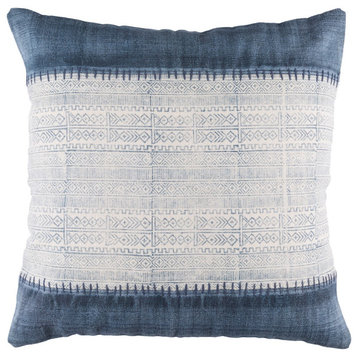 Lola by Surya Poly Fill Pillow, Cream/Navy/Pale Blue, 30' x 30'