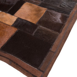 Luxury Handmade Cowhide Patchwork Hallway Runner, Brown Black, 5'9"x2'2" - Hall And Stair Runners