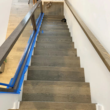 Fully Custom Staircase Rail with Vertical Ceiling Slats