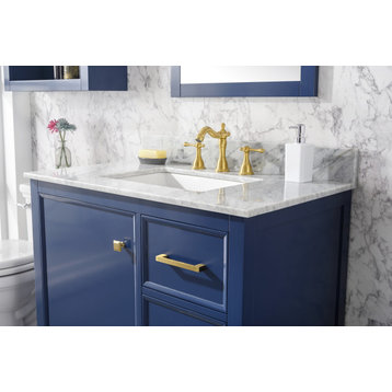 36" Blue Finish Sink Vanity Cabinet, Blue