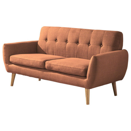 GDF Studio Joseline Mid Century Modern Petite Fabric Sofa, Burnt Orange