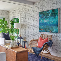 Augustine Black Distressed Geometric Wallpaper, Sample