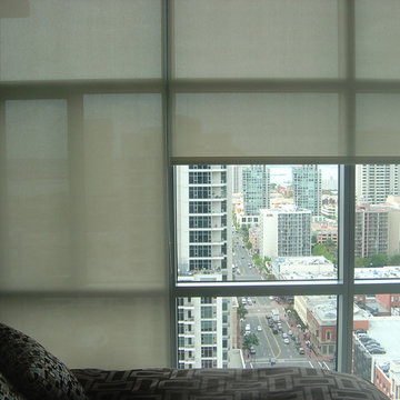 3% Screen Motorized Roller Shades Open/Closed View