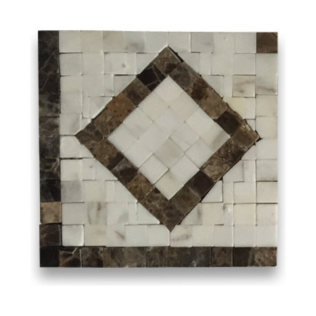 Marble Mosaic Border Decorative Tile Diamond White 4.3x4.3 Polished, 1 piece