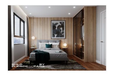 パリにある北欧スタイルのおしゃれな寝室のレイアウト
