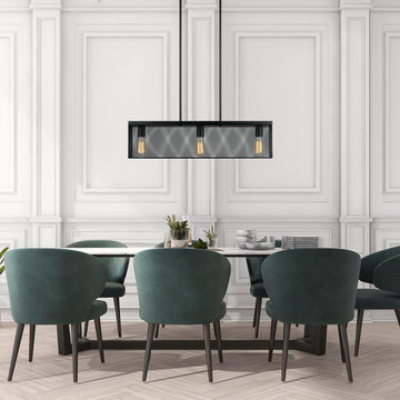 Rebecca 3-Light Black Linear Metal Mesh Shade Pendant