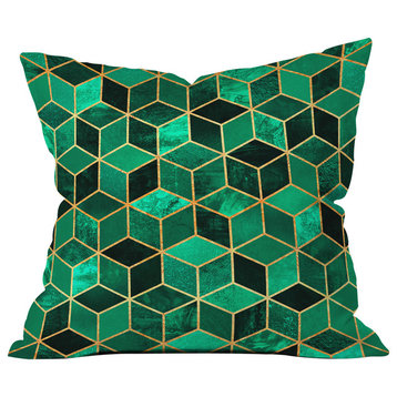 Elisabeth Fredriksson Emerald Cubes Throw Pillow, 18"x18"