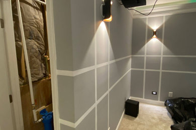 Inspiration for a modern home theater remodel in Atlanta