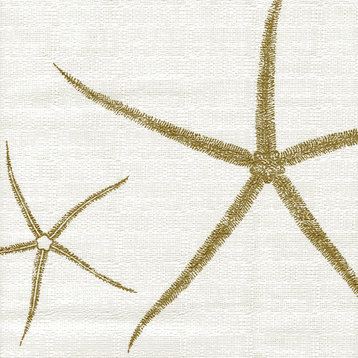 Fabric Sample Sea Star Sand Nature Print Beige Cotton
