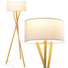 Brightech Harper LED Tripod Floor Lamp – Wood, Mid Century Modern Light