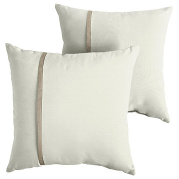 Sunbrella Fielding Ivory With Taupe Outdoor Pillow Set, 22x22