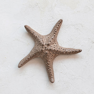 Decorative Stoneware Starfish, Brown