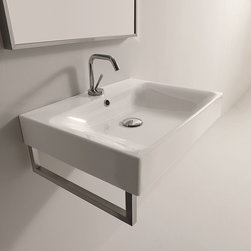 WS Bath Collections Cento 3531 Wall Hung or Counter Top Ceramic Sink 23.6" x 17. - Bathroom Sinks