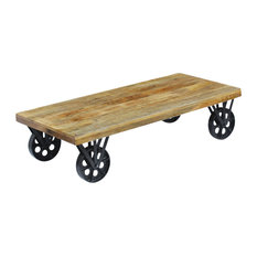 vidaXL Mango Wood Coffee Table With Wheels