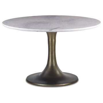 Palm Desert Natural Brown Marble Dining Table With Bronze Tulip Base