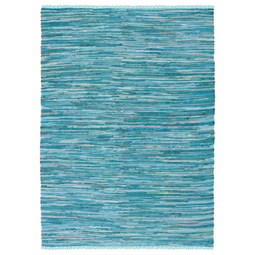 Contemporary Area Rug, Soft Striped Cotton With Tassels, Blue-Multi/10' X 14'
