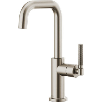 Litze Single Handle Square Arc Bar Faucet, Knurled Handle, Stainless