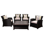 International Home Miami - Atlantic Staffordshire 6-Piece Black Wicker Seating Set With Light Grey Cushions - The Atlantic Collection is the perfect match for any home. All of these sets are hand crafted from high quality resin wicker with rust-free aluminum frames and are held together with galvanized steel hardware. With our great workmanship and strong materials, we ensure sturdiness and longevity for this elegant collection. We use Durawood which is an environmentally friendly material that is built to last a lifetime.