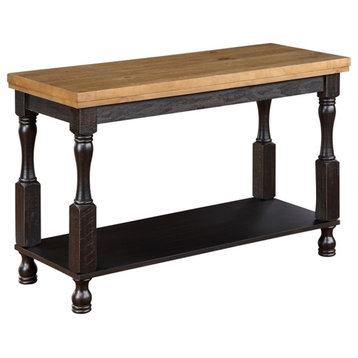 Bowery Hill Rustic Wood 1-Shelf Console Table in Black and Oak