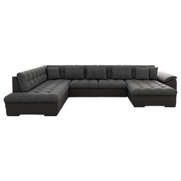 FRANCESCO BIS Sectional Sleeper Sofa, Black/ Dark Grey, Right Corner