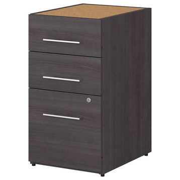 Modern File Cabinet, Vertical Design With 3 Drawers and Single Lock, Storm Gray