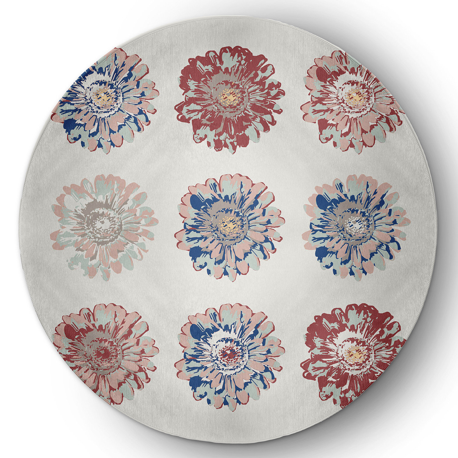 2' x 3' Gypsy Floral Spring Chenille Indoor/Outdoor Rug, 5' Round ...