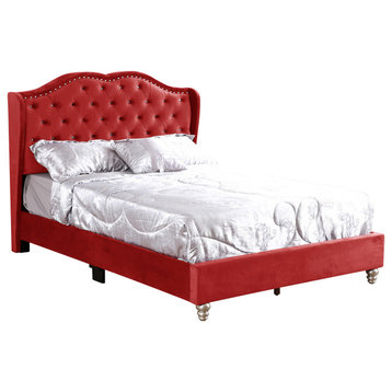 Joy Jeweled Cherry Tufted King Panel Bed